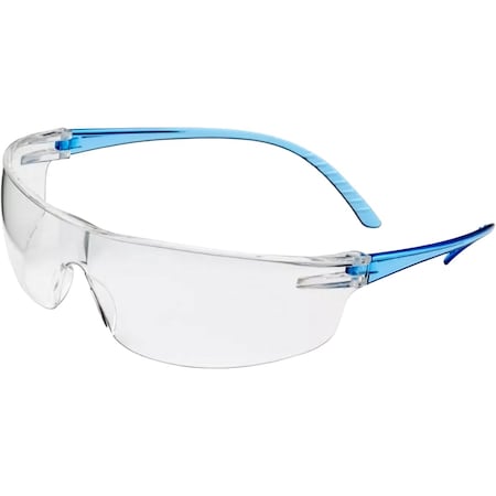 Uvex Rimless Safety Glasses with Blue Frame, Clear Lens with Anti-Fog Coating SVP205