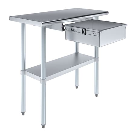 Amgood 18 in. x 36 in. Stainless Steel Table With Drawer AMG WT-1836 + DRAWER-1514-Z