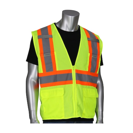 Pip ANSI Type R Class 2 Two-Tone Six Pocket Mesh Vest 302-MVZT-LY/L