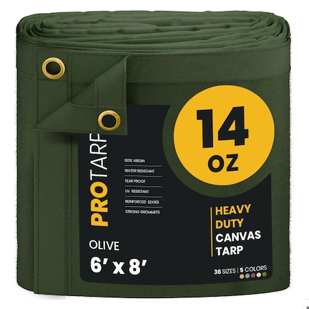 Protarp 6 ft. x 8 ft., 14 Oz, Olive, Polyester PT-303-6X8