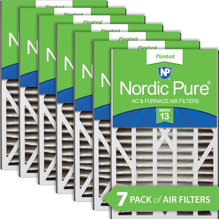 16x25x3 Pleated Air Filter, High Capacity, Electrostatically Charged Synthetic Media, MERV 13, 7 PK