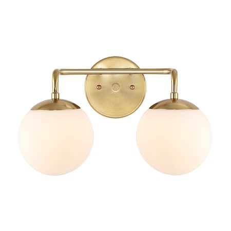 Jonathan Y Louis Parisian Globe 15" 2-Light Metal/Frosted Glass Modern Contemporary LED Vanity Light, Gold Paint JYL3535A