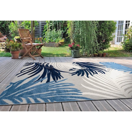 World Rug Gallery Amalfi Contemporary Tropical Floral Indoor/Outdoor Area Rug 4 ft x 6 ft Navy 8013NAVY4X6