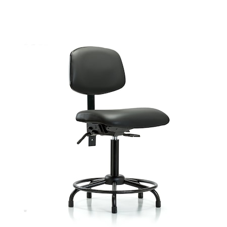 Blue Ridge Ergonomics Vinyl Chair, Med Bench, Round Tube Base, Glides, Carbon BR-VMBCH-RT-T0-A0-RG-8823