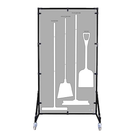 5S Supplies Housekeeping Shadow Board Broom Station V6, Gray / White Shadows, Broom Only, No Text HSB-V6-GRAY/WHITE-BO-NO TEXT