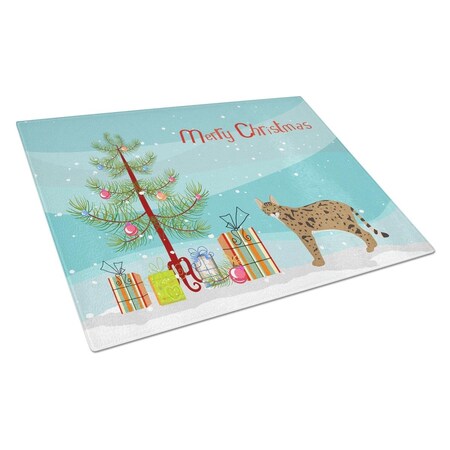 Carolines Treasures Savannah No.1 Cat Merry Christmas Glass Cutting Board - Large CK4701LCB