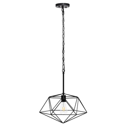 Homeroots Black Caged Iron Ceiling Light With Black Shades 651683