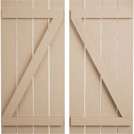 Ekena Millwork Rustic Four Board Spaced Board-n-Batten Rough Sawn Faux Wood Shutters w/Z-Board, 23 1/2W x 32H, PR SHUBSZ23X32RSPR