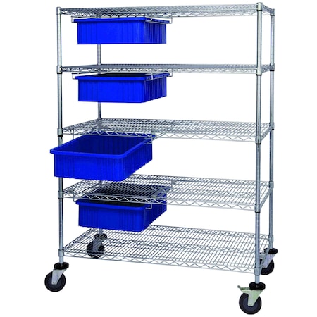 Quantum Storage Systems WIRE RACK CART W/4 BLUE DIVIDABLE GRIDS WRC5-63-2460-93060BL