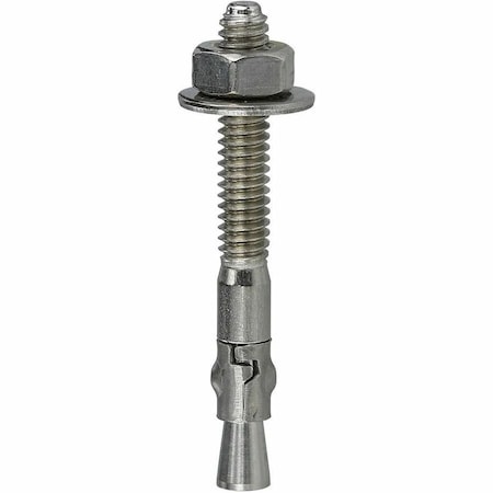 Wedge Anchor, 3/8" Dia., 3-3/4" L, 18-8 Stainless Steel 50 PK