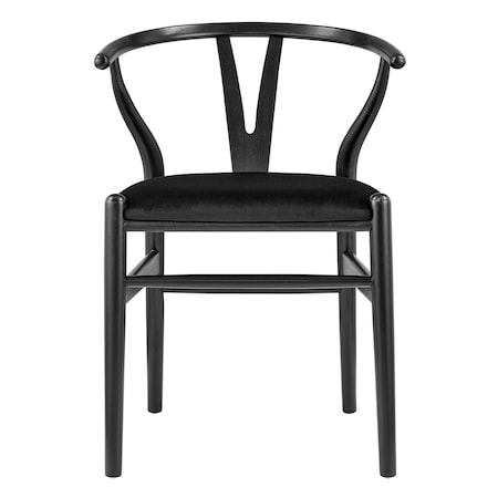 Homeroots Set of Two Black Upholstery Wishbone Back Dining Arm Chairs 653943