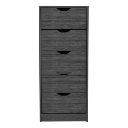 Homeroots 18" Gray Five Drawer Standard Chest 546382