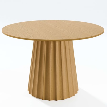 Homeroots 46" Brown Solid Wood Pedestal Base Round Top Dining Table 721018