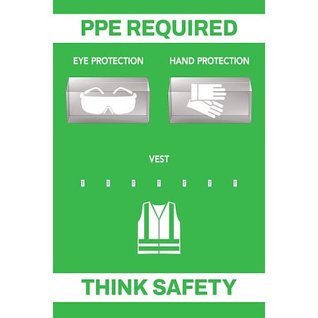 Visual Workplace PPE Shadow Board, Green, 24 in H 30-1910-3624-P71401
