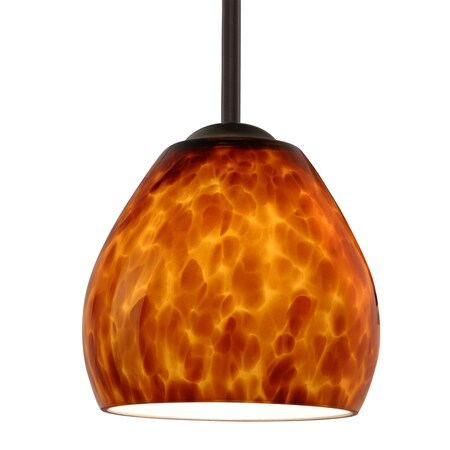 Besa Lighting Besa Bolla Stem Pendant, Amber Cloud, Bronze Finish, 1x 9W LED 1TT-412218-LED-BR