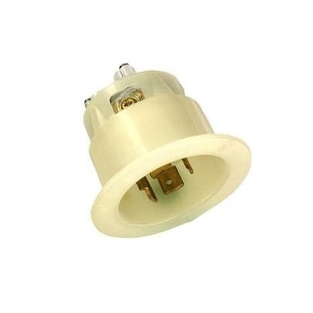 Leviton Flanged Locking Inlet, 20 A, 120/208V AC, Three Phase, 4 Pole, Flush Mount, Screw Terminals, White 2445