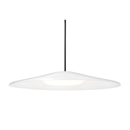 Besa Lighting Swan Stem Pendant, White/Opal, Black Finish, 1x23W LED 1TT-SWANWH-LED-BK