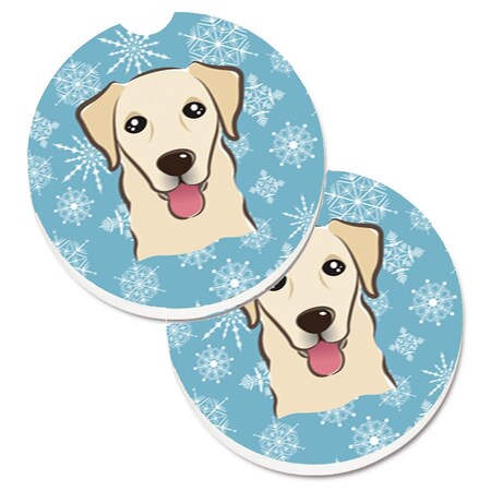 Carolines Treasures Snowflake Golden Retriever Set of 2 Cup Holder Car Coaster BB1686CARC