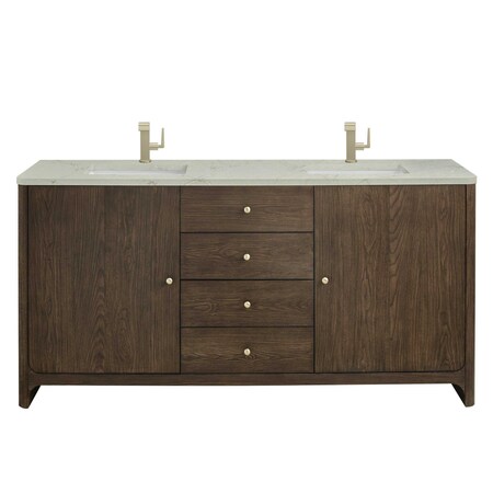 James Martin Vanities Gracyn 72 in. Double Vanity, Sable, w/ 3 CM Victorian Silver Quartz Top D125-V72-SBL-3VSL