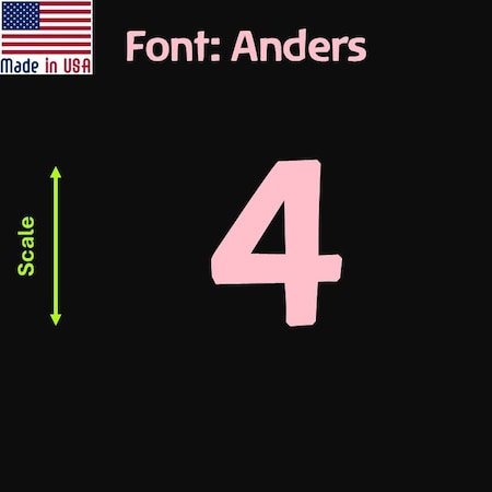 Aacc Self-Adhesive Vinyl Number: 4, Size: 6 cm. Color: Pink Font: Anders, 4PK AACC-Anders-N4-Pink-M6x4