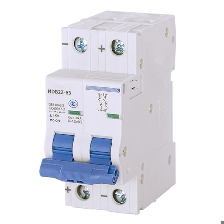Automation Systems Interconnect 50 Amp, 2 Pole, 250Vdc, Trip Curve: C, DIN Rail Mount-Miniature Circuit Breaker, UL1077, 6PK NDB2Z-63C50-2