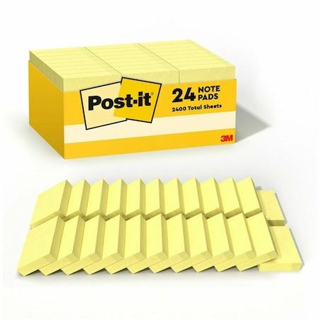 Post-It Note, 1.5"X2", Canary, PK24 65324VADB