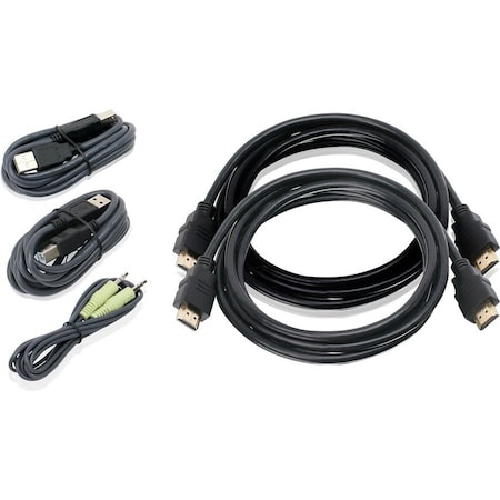 Iogear 6ft Dual View HDMI, USB KVM Cable Kit with Audio (TAA) G2L8202UTAA3
