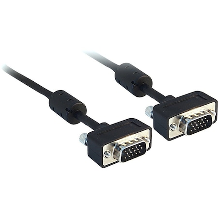 Cable Wholesale Slim SVGA Cable with Ferrites, Black, HD15 Male, Coaxial Construction, 32 AWG, 25 foot 10H1-11125