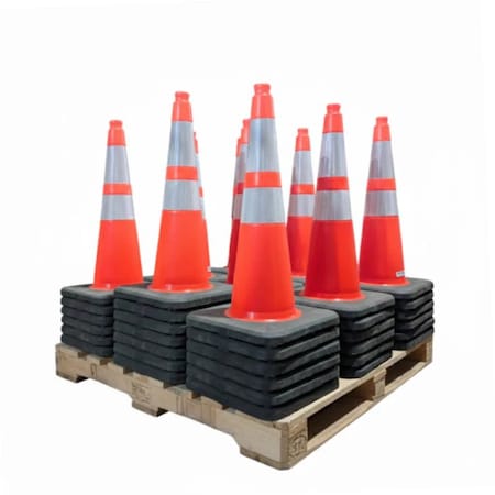 Traffic Kontrol 36in Traffic Safety Cone - 10 Lbs - 6in + 4in Reflective Collars - Orange - 30PK TKTC-36-10-OR-2C-30