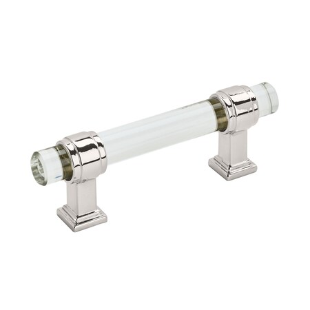 Amerock Glacio 3 in 76 mm Center-to-Center Clear/Polished Nickel Cabinet Pull BP36659CPN