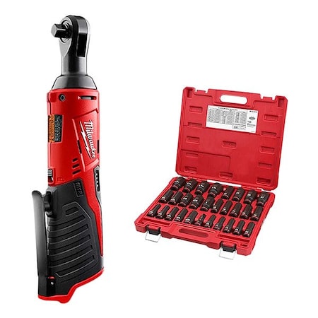 Milwaukee Tool Ratchet Kit, 0.375 in, 250 RPM 2457-20, 49-66-7016