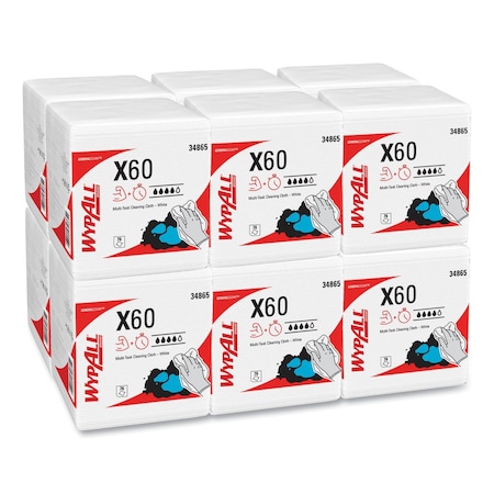 Wypall X60 Cloths, 1/4 Fold, 12 1/2 x 13, White, 76/Box, PK12 34865