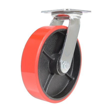 Vestil Polyurethane Swivel Caster 8 In. Diameter x 2 In. Width 1474 Lb. Capacity Red/Black CST-VE-8X2PU-S