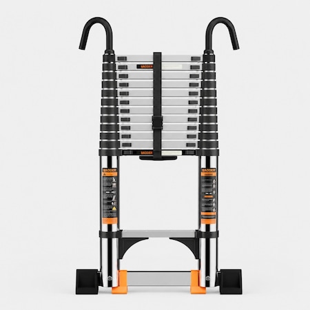 Wrightmaster 12.5 ft. Portable Steel Extension Ladder with Stable Hook, Stabilizer Bar, 330 lbs. Load Capacity ZROYT380