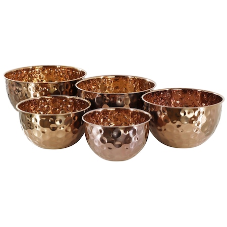 Megachef Hammered Bubble Texture 5 Piece Stainless Steel Serving Bowl Set in Copper MC-1780C