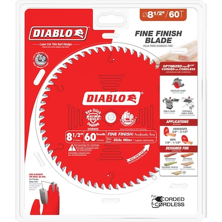 Diablo 8-1/2'' 60-Tooth Fine Finish Circular Saw Blade D0860S