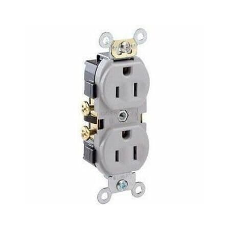 Leviton Commercial Grade Duplex Receptacle, 15 Amp, 125 Volt CR15-GY