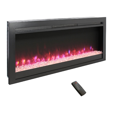Edendirect 44 in. Wall Mount Electric Fireplace with Remote and Multi Color Flame , LED Light Heater in Black ZR-W1769P171421