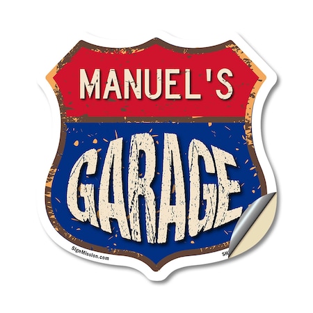 Signmission Manuel's Garage, 18 Inch X 18 Inch, Vinyl Decal SHI-D-18-383-MANUEL