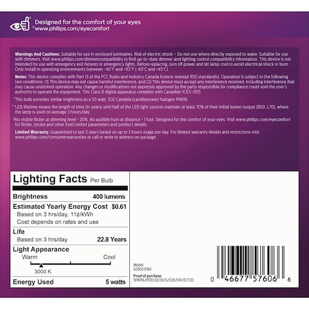 Signify Ultra Definition 50W Equivalent Bright White PAR16 Medium Dimmable LED Floodlight Light Bulb, 3PK 570762