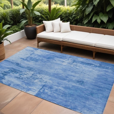 Homeroots 9' X 12' Navy Blue And Ivory Abstract Washable Indoor Outdoor Area Rug 602729