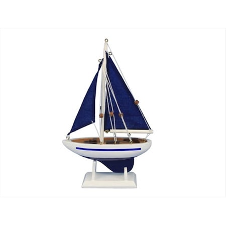 Handcrafted Model Ships Pacific Sailor Blue - Blue Sails 9 in. Model Ship Decorative Accent Sailboat9-103