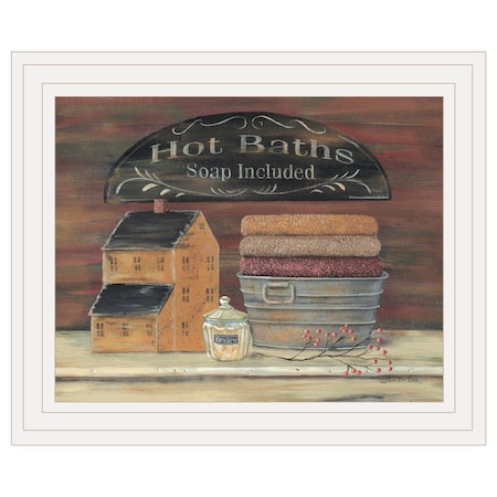 Homeroots HOT BATH 8 White Framed Print Bathroom Wall Art 415290