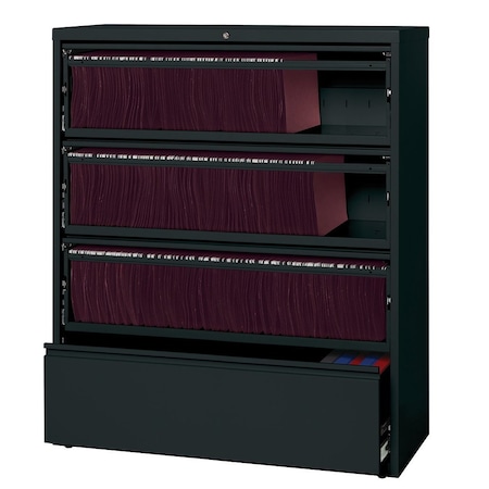 Hirsh 42" W 5 Drawer File Cabinet, Black, Letter 17973