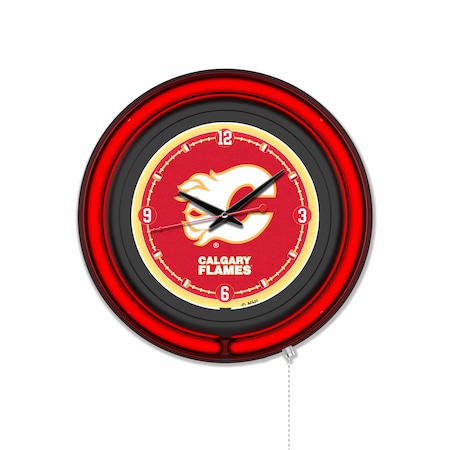 Holland Bar Stool Calgary Flames 15 Double Neon Wall Clock Clk15BK