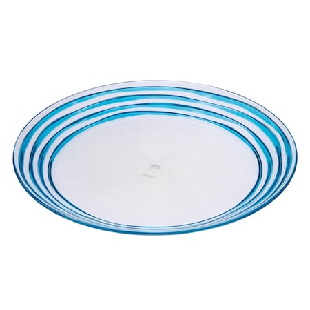 Homeroots Clear and Blue Four Piece Swirl Acrylic Service For Four Dinner Plate Set 520896