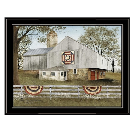 Homeroots American Star Quilt Block Barn 4 Black Framed Print Wall Art 415224
