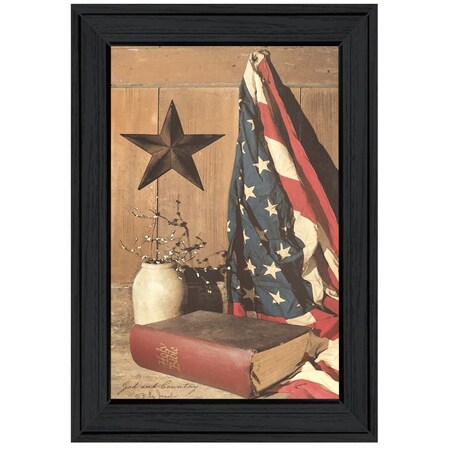 Homeroots God and Country 2 Black Framed Print Wall Art 406409