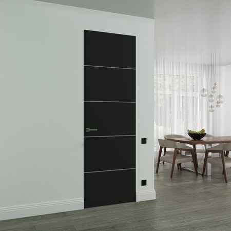 Sartodoors Hidden Door, Planum 0020 Matte Black Concealed Metal Frame 36" x 96" Right-hand Outswing PLANUM0020MF-BLK-36x96-RH-O