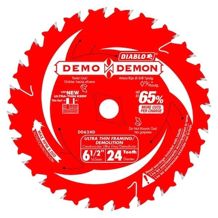 Diablo CircularSawBlade, Carbide, Dia:6.5", PK3 D0624X3